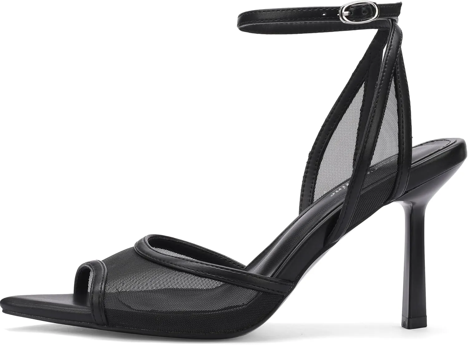 Women's Mesh Peep Toe Sandals Buckle Strap 3.14" Heel Comfortable Rubber Sole Shoes Summer for Party and Casual Occasions