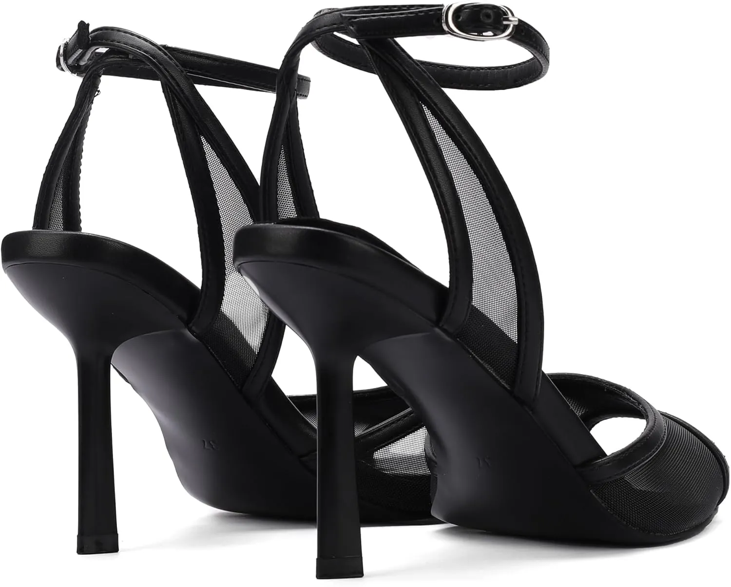 Women's Mesh Peep Toe Sandals Buckle Strap 3.14" Heel Comfortable Rubber Sole Shoes Summer for Party and Casual Occasions
