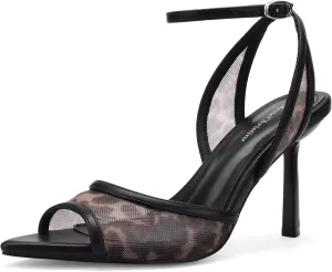 Women's Mesh Peep Toe Sandals Buckle Strap 3.14" Heel Comfortable Rubber Sole Shoes Summer for Party and Casual Occasions