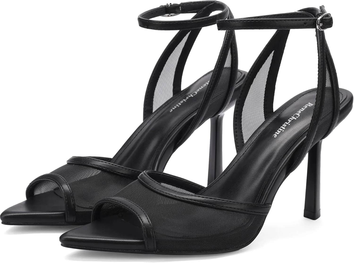 Women's Mesh Peep Toe Sandals Buckle Strap 3.14" Heel Comfortable Rubber Sole Shoes Summer for Party and Casual Occasions