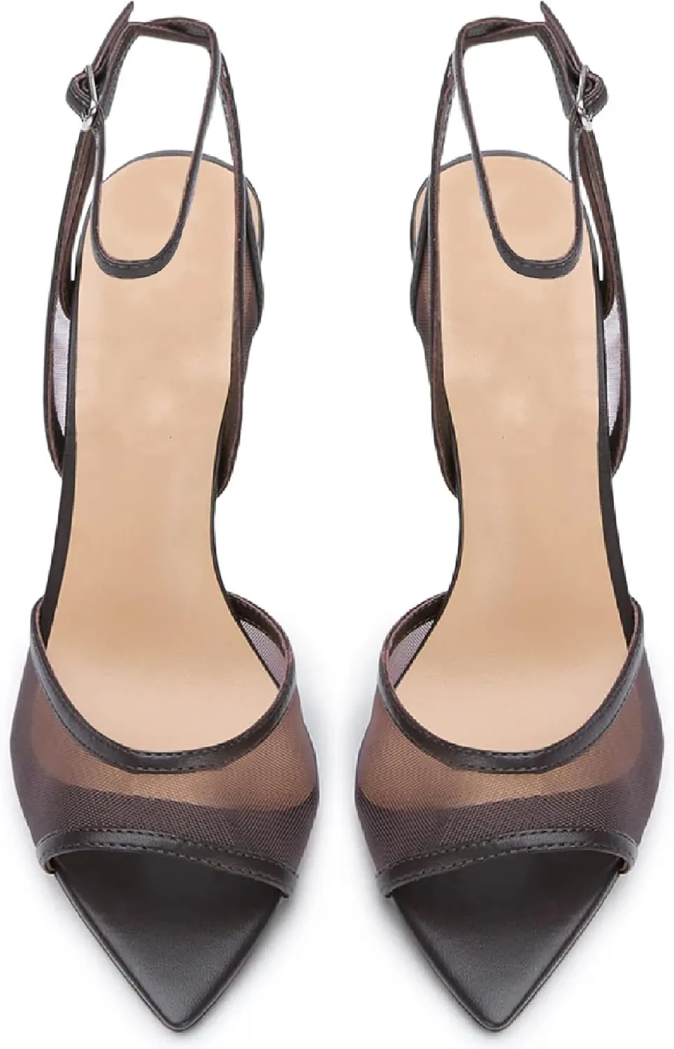 Women's Mesh Slingback Sandals Ankle Strap Sandals for Women Fabric Open Toe Sandals 3.15" Stilettos High Heels Evening Comfy Dress Shoes with Buckle Strap