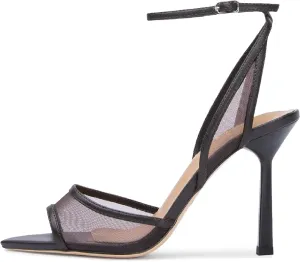 Women's Mesh Slingback Sandals Ankle Strap Sandals for Women Fabric Open Toe Sandals 3.15" Stilettos High Heels Evening Comfy Dress Shoes with Buckle Strap