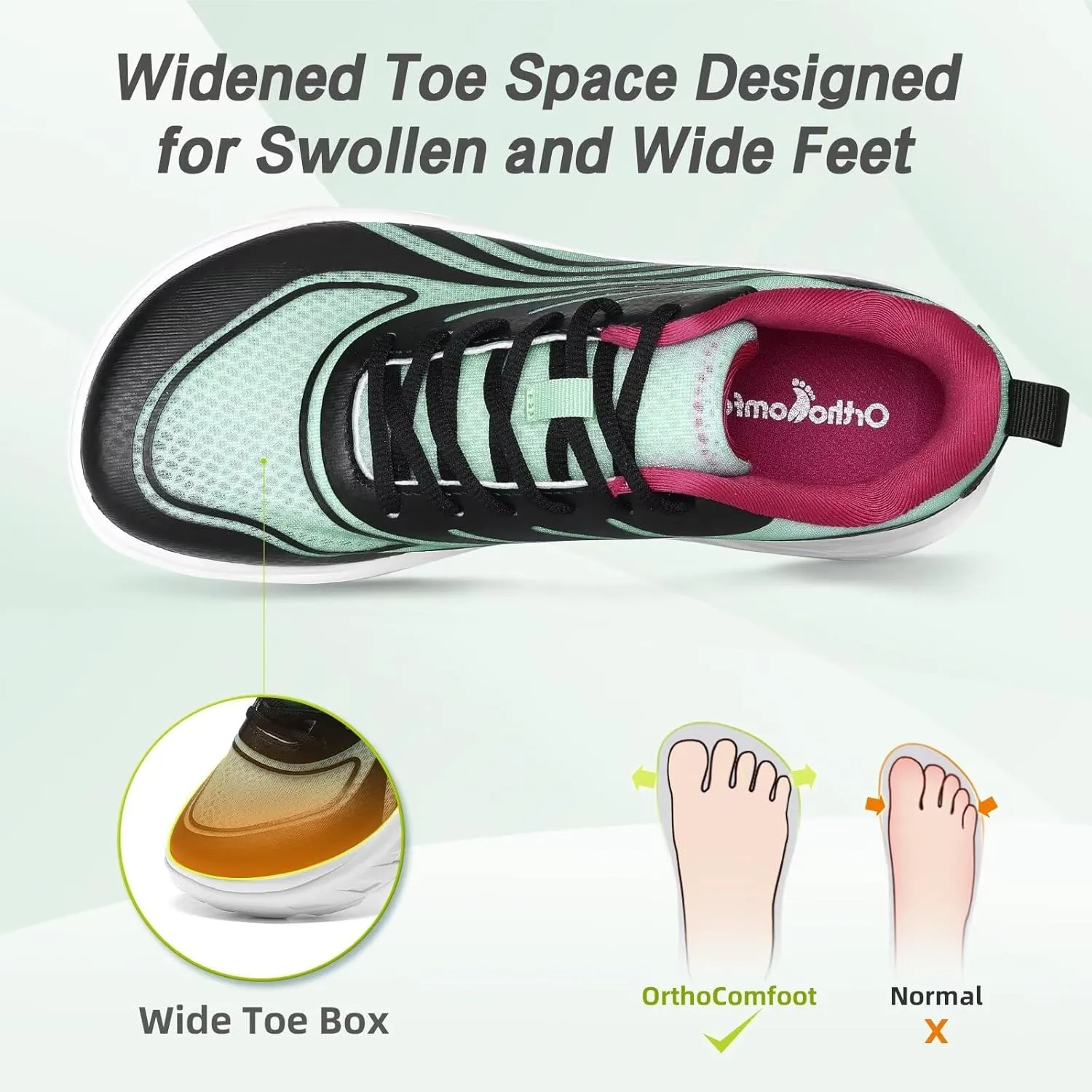 Women's Orthopedic Diabetic Wide Running Shoes: Comfortable Casual Arch Support Plantar Fasciitis Sports Sneakers, Orthotic Swollen Feet Work Tennis Walking Shoes for Ankle and Heel Pain Relief