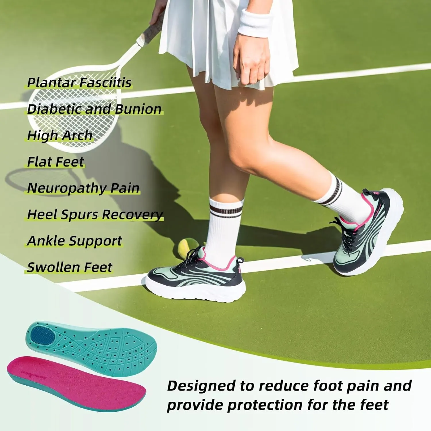 Women's Orthopedic Diabetic Wide Running Shoes: Comfortable Casual Arch Support Plantar Fasciitis Sports Sneakers, Orthotic Swollen Feet Work Tennis Walking Shoes for Ankle and Heel Pain Relief