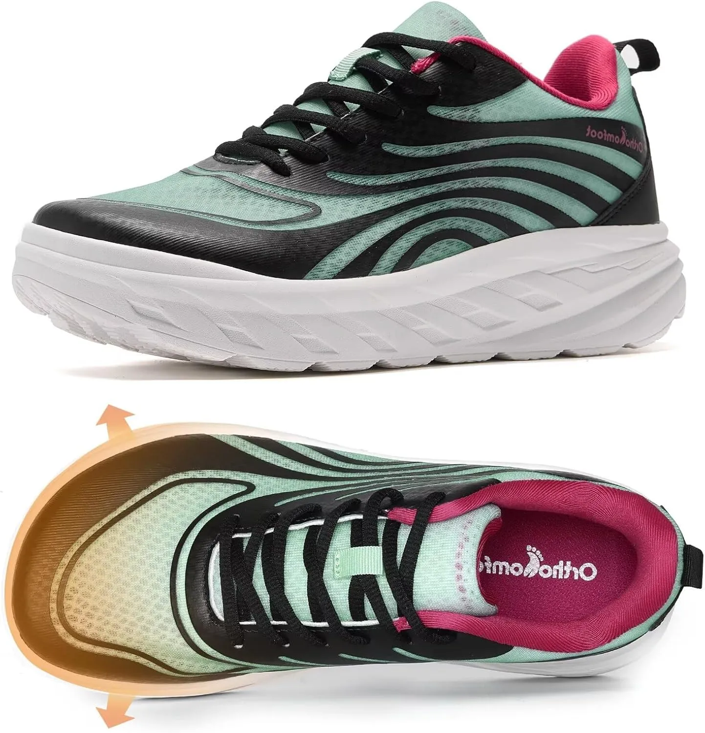 Women's Orthopedic Diabetic Wide Running Shoes: Comfortable Casual Arch Support Plantar Fasciitis Sports Sneakers, Orthotic Swollen Feet Work Tennis Walking Shoes for Ankle and Heel Pain Relief