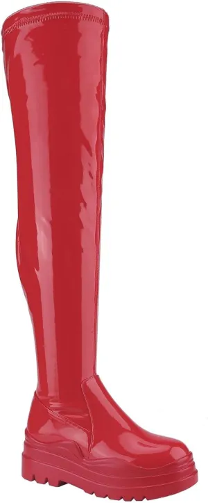Women's Over The Knee Boots Lug Sole Round Toe Thigh High Chunky Block Heels Flat Boots