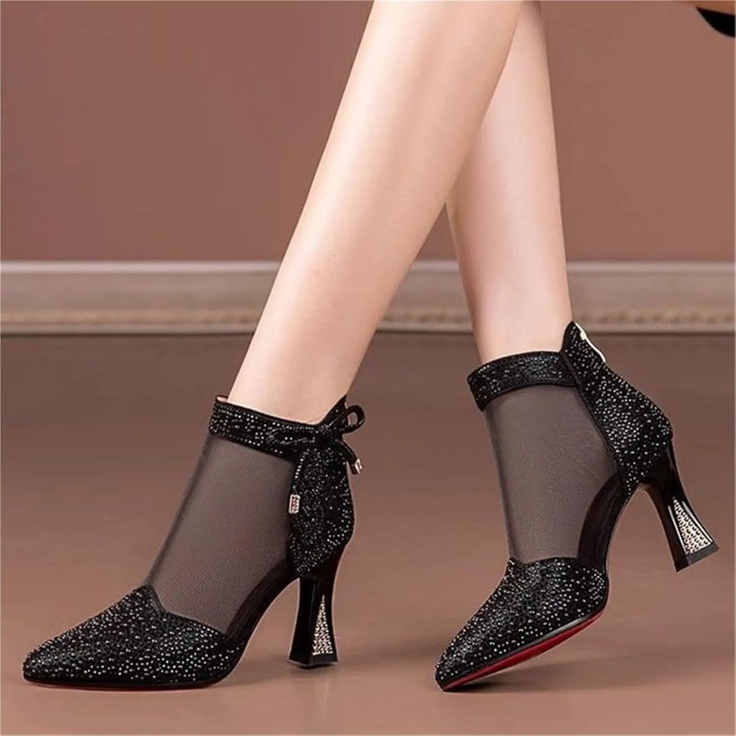 Women's Peep Toe High Heels Sandals Women's Rough Sandals Summer Fashion High Heel Hollow Out Sandals Large Size Casual Shoes