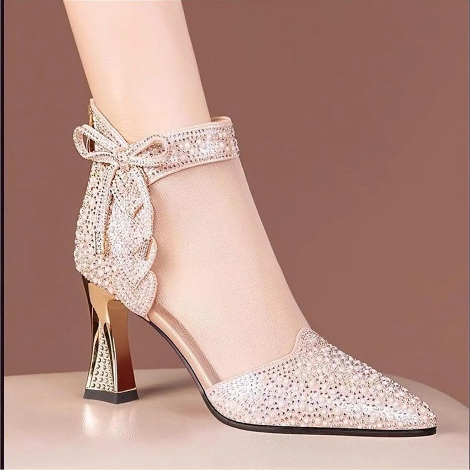 Women's Peep Toe High Heels Sandals Women's Rough Sandals Summer Fashion High Heel Hollow Out Sandals Large Size Casual Shoes