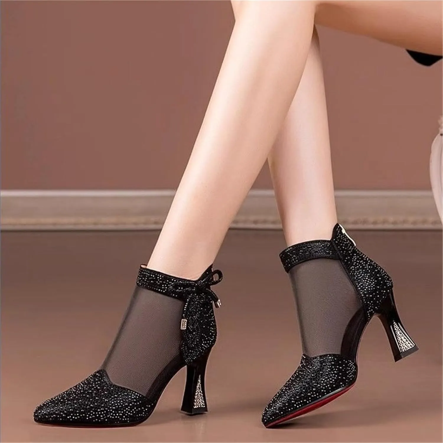 Women's Peep Toe High Heels Sandals Women's Rough Sandals Summer Fashion High Heel Hollow Out Sandals Large Size Casual Shoes