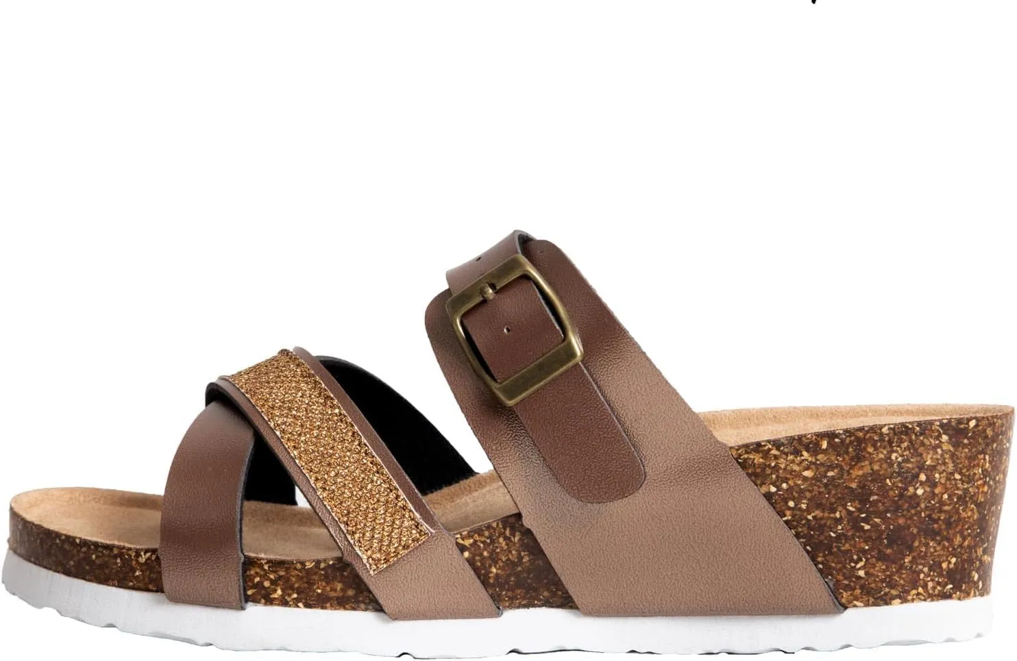 Women's Platform Cork Sandals, Adjustable Buckle Wedge Sandals, Comfort Open Toe Slip on Slides, Summer Essential Beach Home and Street Casual Sandals