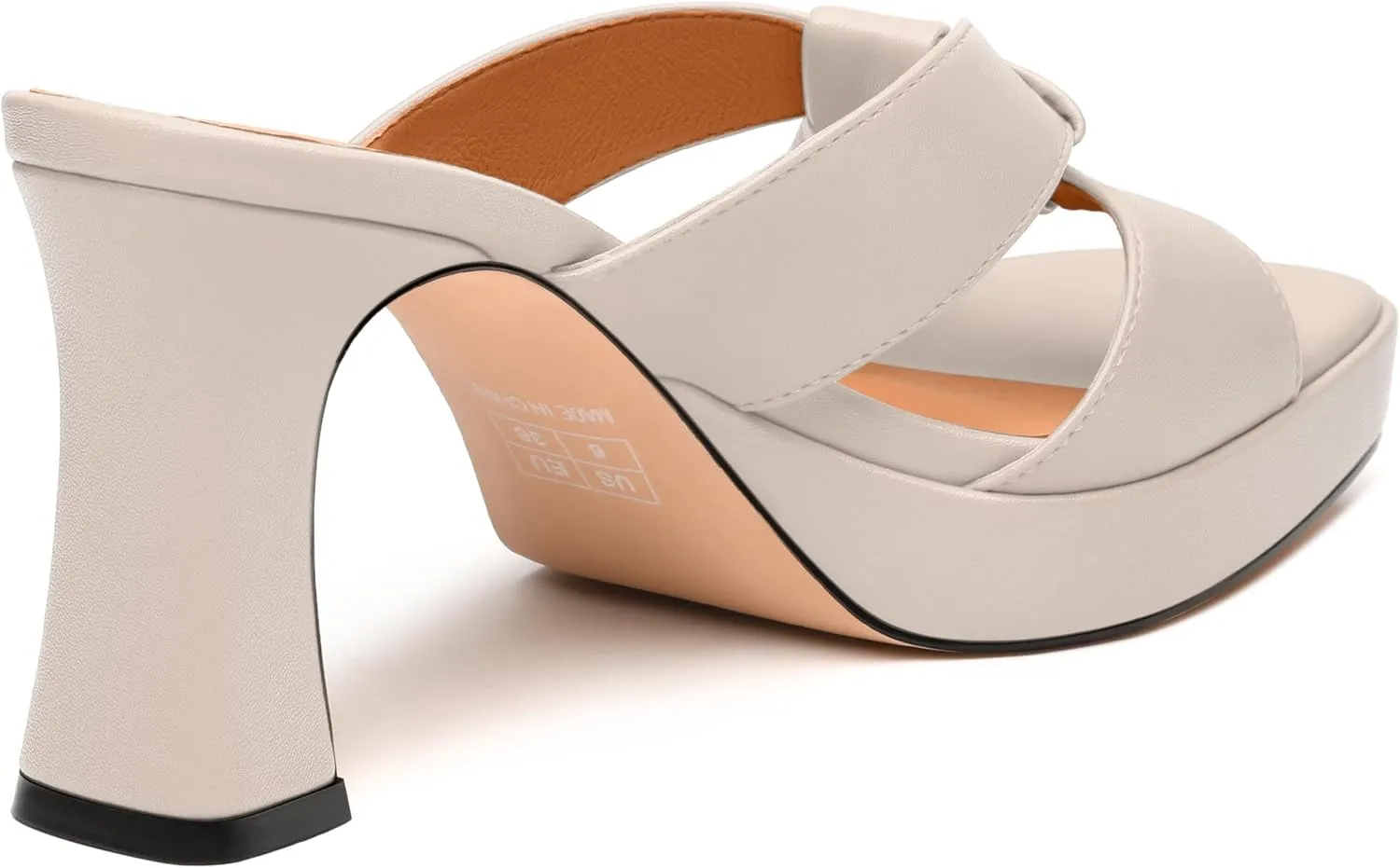 Womens Platform Sandals, Block High Heel Open Toe Slip-on Sandals for Women, Woven Straps Heeled Slippers with Leather Insole 3.3"