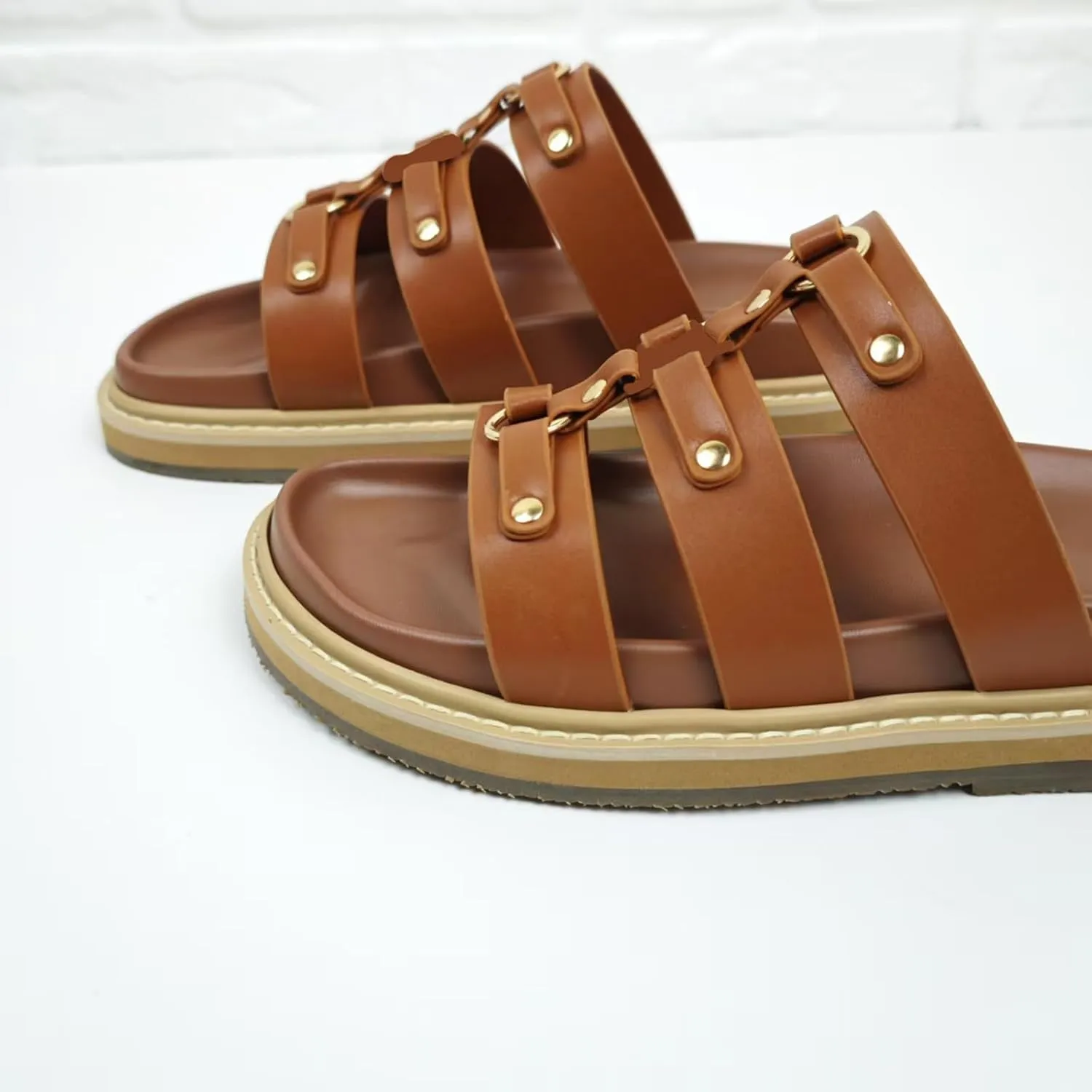 Women's Platform Sandals Summer Casual Slip On Beach Sandals Raffia Flat Sandals