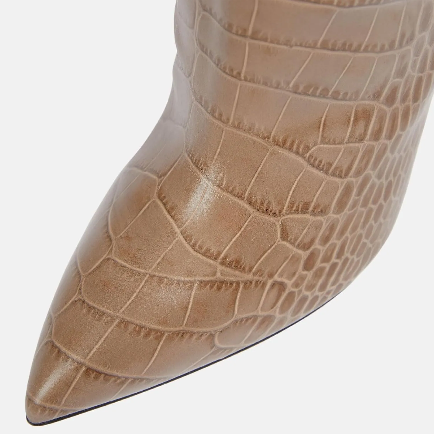 Women's Pointed Toe High Stiletto Heel Knee High Boots 3.94Inch/10cm Fashion Crocodile Calf Width Pull On High Heel Tall Boots Fall Winter Dressy Long Boots for Women