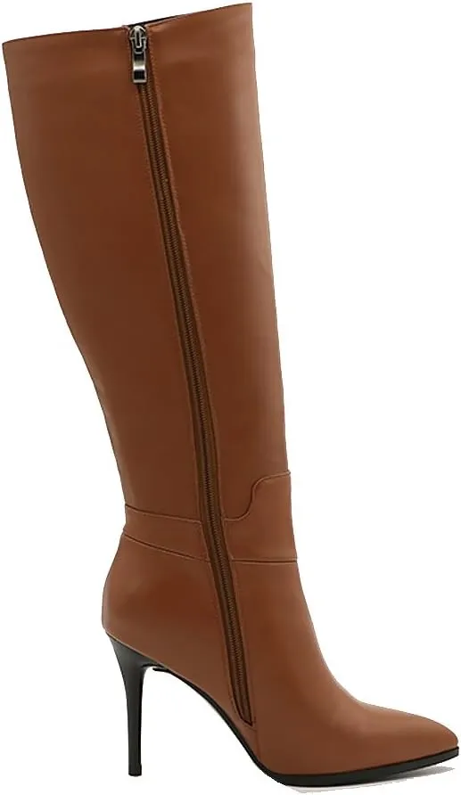 Women's Pointed Toe Side Zipper Sexy Stiletto High Heel Stretchy Knee High Boots