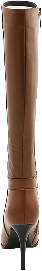 Women's Pointed Toe Side Zipper Sexy Stiletto High Heel Stretchy Knee High Boots