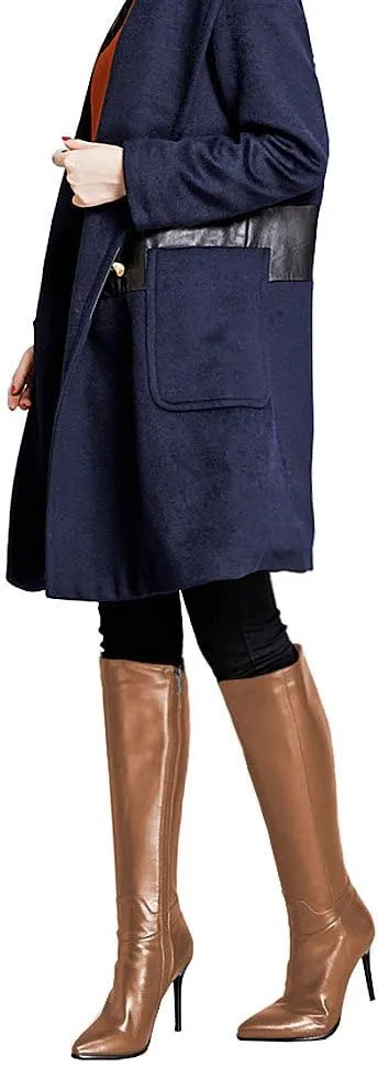 Women's Pointed Toe Side Zipper Sexy Stiletto High Heel Stretchy Knee High Boots