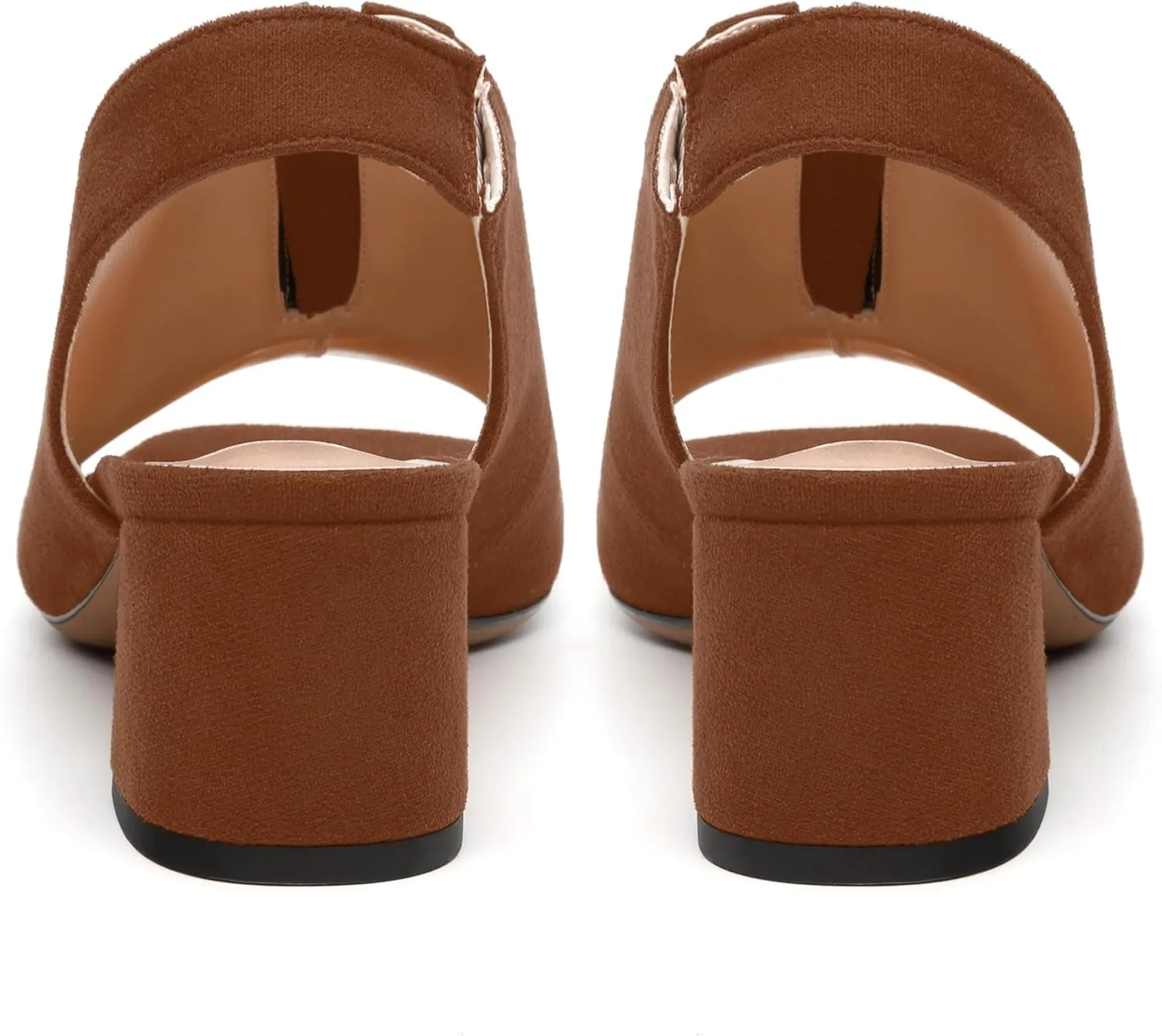 Womens Pumps, Square Peep Toe Block Heel Pumps for Women, Chunky Heel Open Toe Backless Pumps with Front Zipper 2