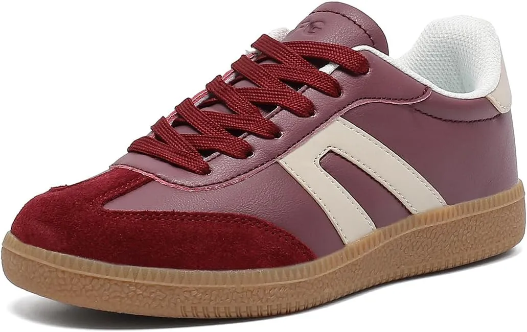 Women's Retro Gum Sole Fashion Sneakers-Lace Detail Casual Retro Walking Shoes-Gum Sole Casual Tennis-Anti Slip Trainers