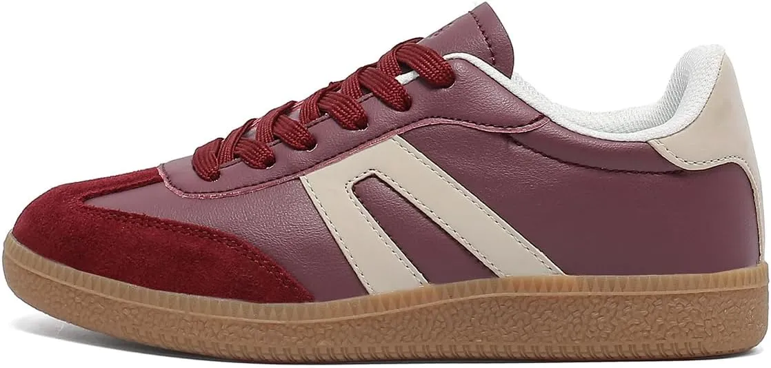 Women's Retro Gum Sole Fashion Sneakers-Lace Detail Casual Retro Walking Shoes-Gum Sole Casual Tennis-Anti Slip Trainers