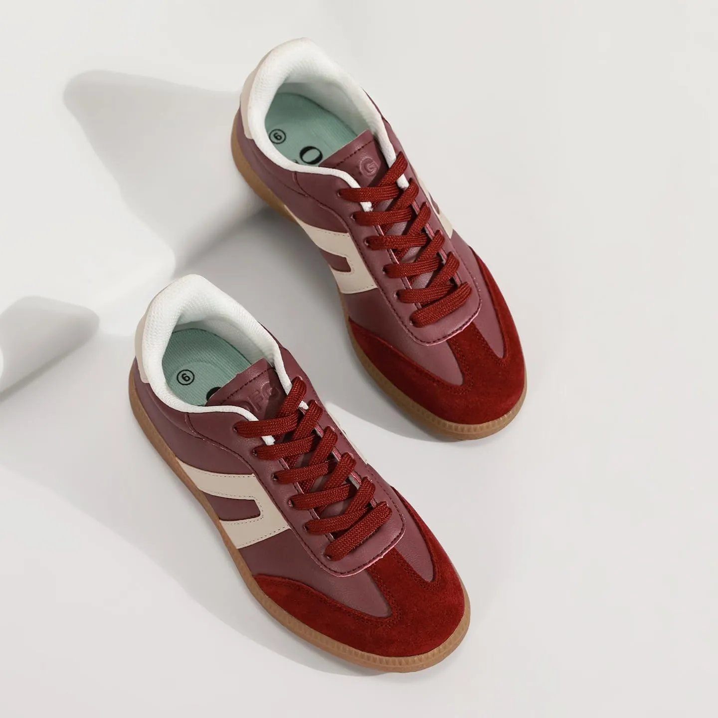 Women's Retro Gum Sole Fashion Sneakers-Lace Detail Casual Retro Walking Shoes-Gum Sole Casual Tennis-Anti Slip Trainers