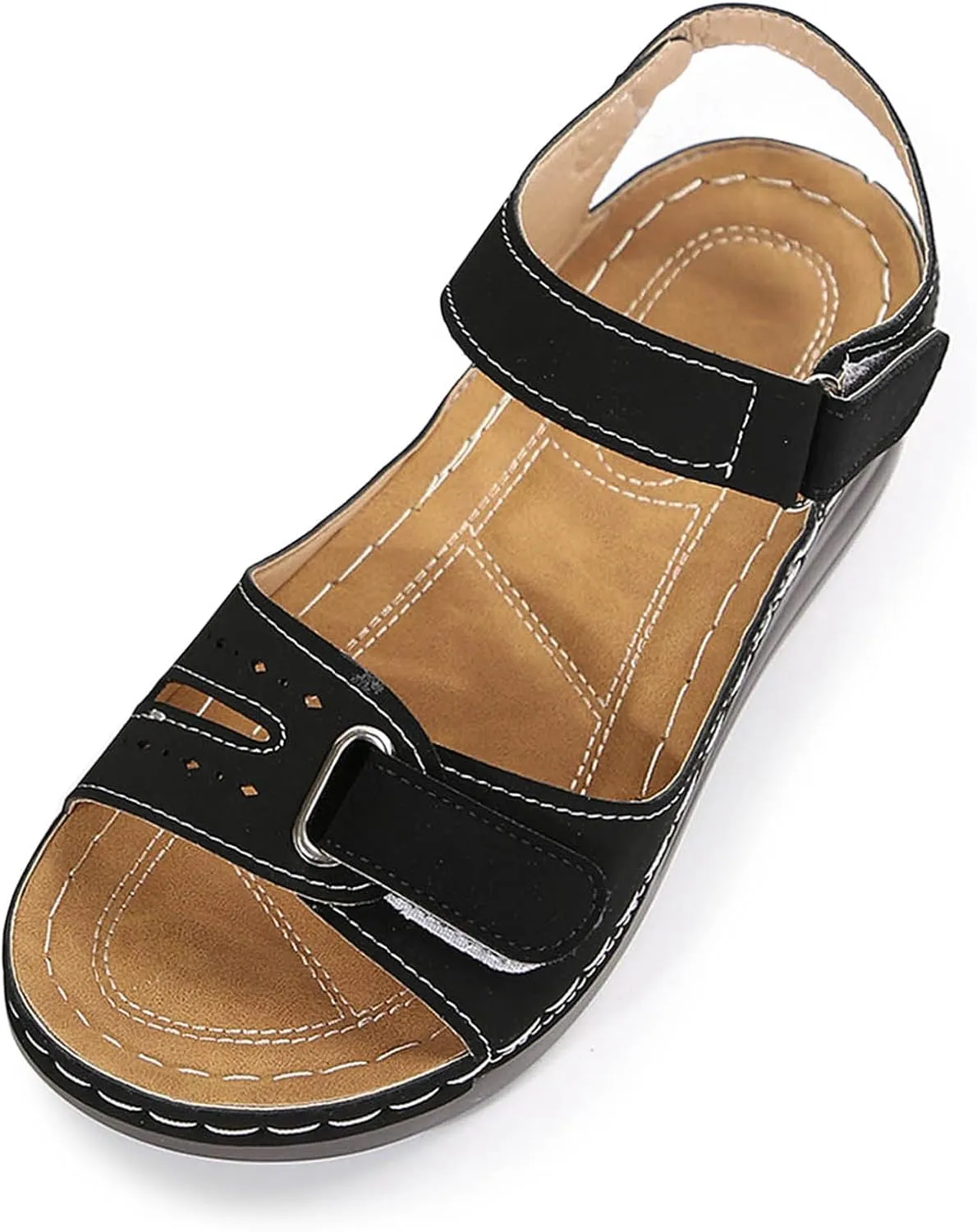 Womens Sandals Wedge Slip On Womens Sandals Dressy Comfortable Summer Elastic Ankle Strap Walking Beach Flat Shoes