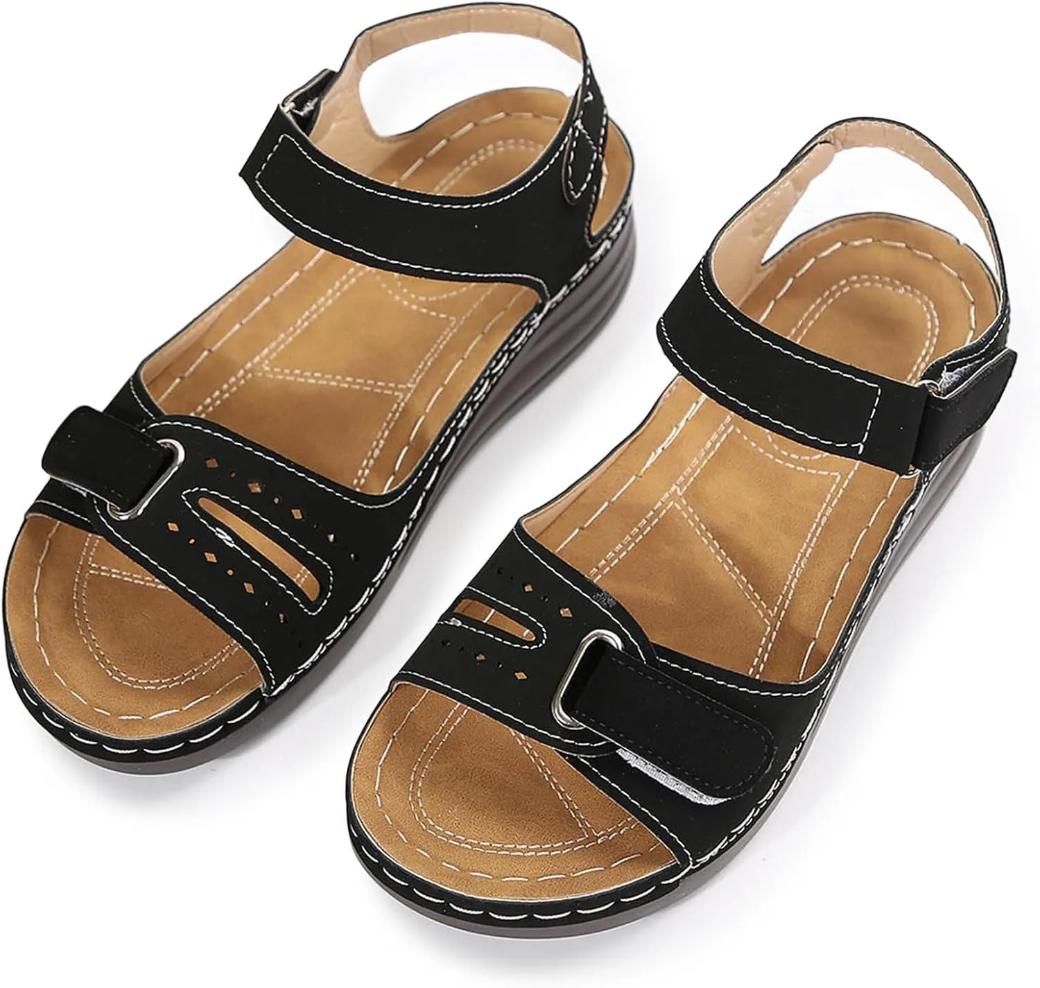 Womens Sandals Wedge Slip On Womens Sandals Dressy Comfortable Summer Elastic Ankle Strap Walking Beach Flat Shoes