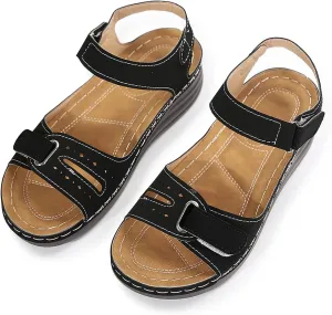 Womens Sandals Wedge Slip On Womens Sandals Dressy Comfortable Summer Elastic Ankle Strap Walking Beach Flat Shoes