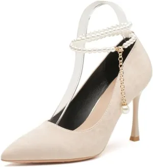 Women's Satin Closed Pointd Toe Pumps Shoes Slip On Buckle Pumps Wedding Bridal Party Dress Shoes Dress Bridal Wedding Comfortable 2.7 Inch Sandals