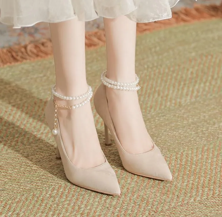 Women's Satin Closed Pointd Toe Pumps Shoes Slip On Buckle Pumps Wedding Bridal Party Dress Shoes Dress Bridal Wedding Comfortable 2.7 Inch Sandals