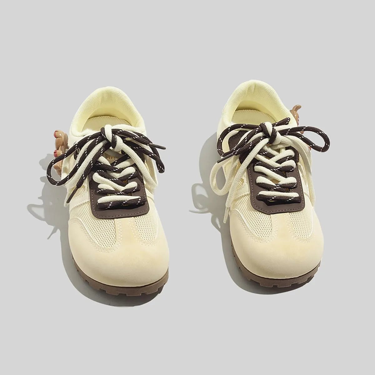 Women's Shoes Lightweight Fashion Y2K Bow Decoration Round Toe Shoes Casual Colored Lace Dexun Sneakers