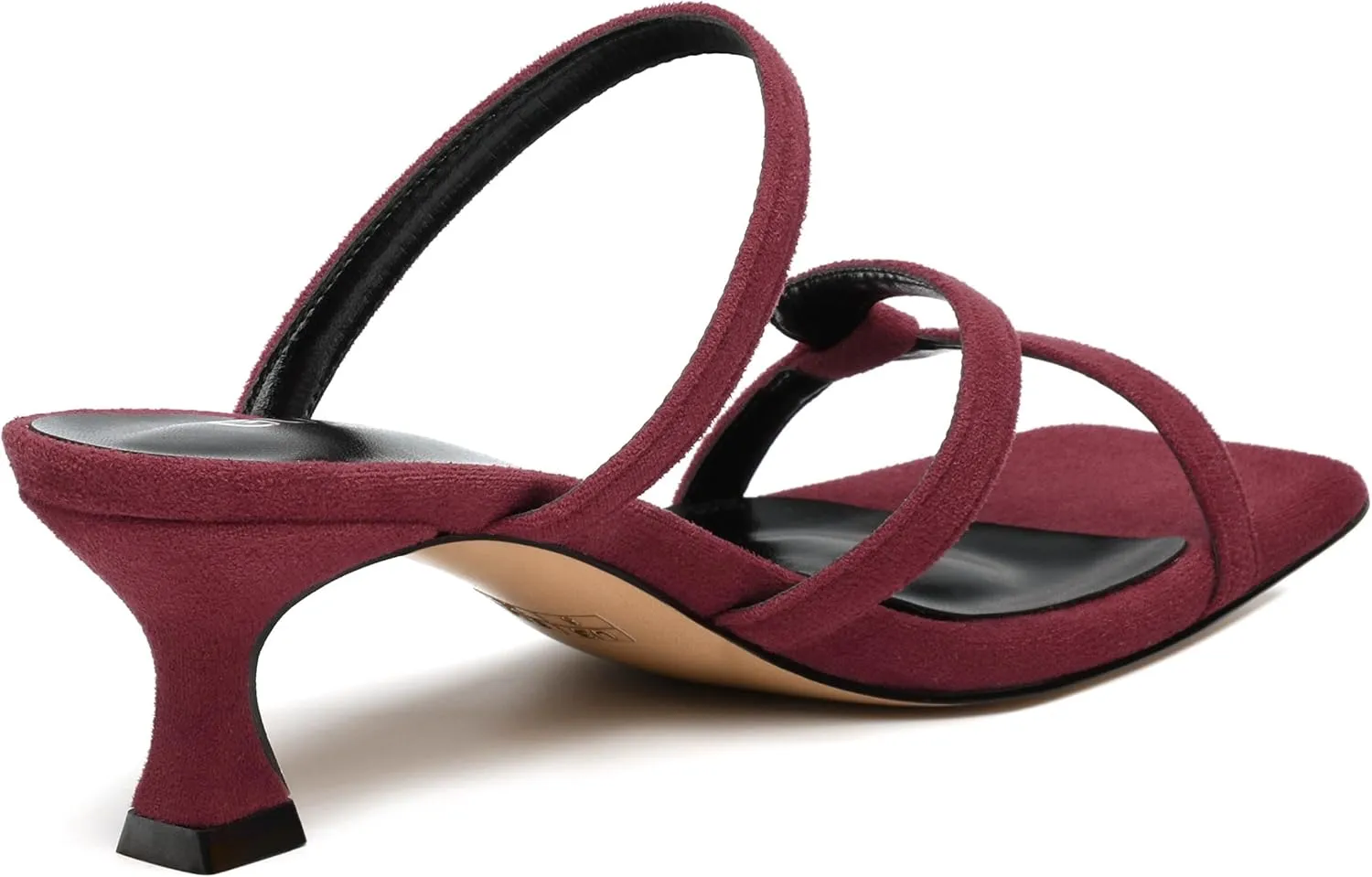 Womens Slide Sandals, Square Open Toe Low Heels Sandals, Fashion Solid Faux Suede Heeled Sandals for Women