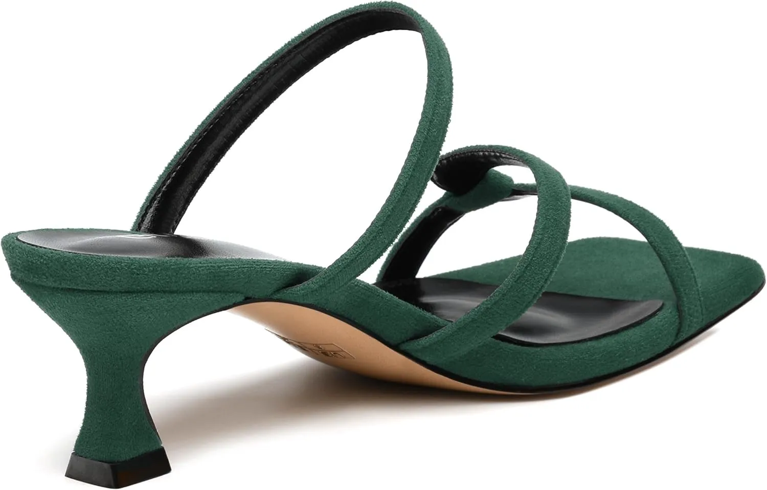 Womens Slide Sandals, Square Open Toe Low Heels Sandals, Fashion Solid Faux Suede Heeled Sandals for Women