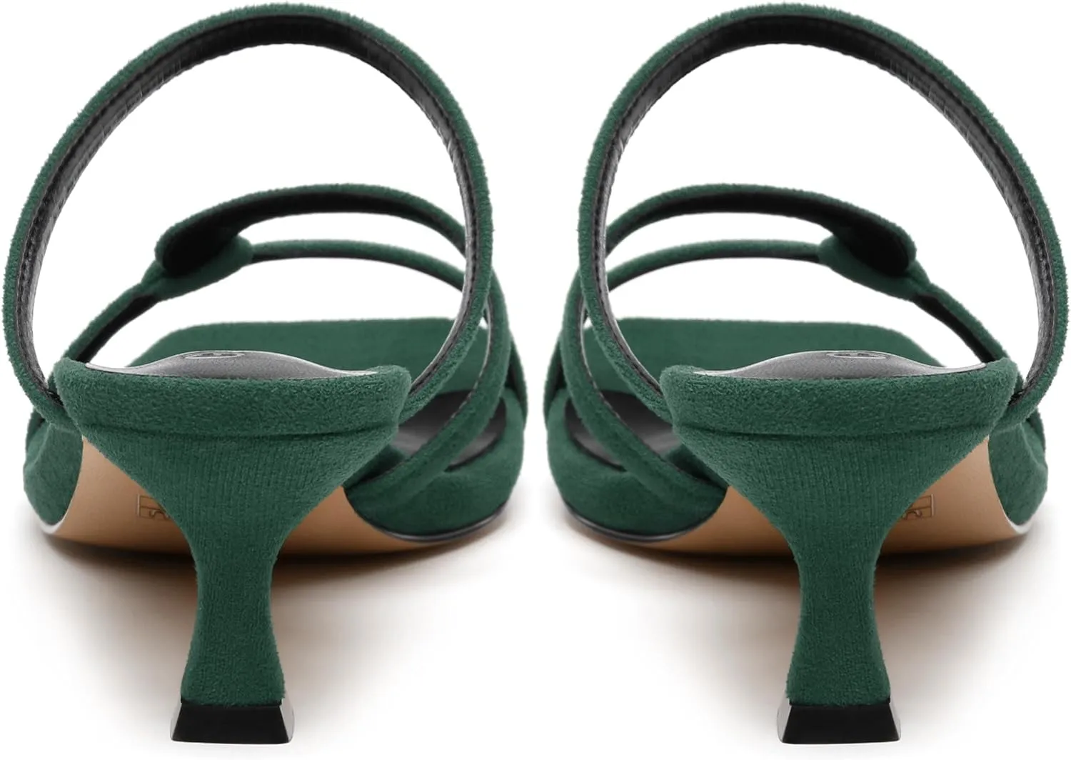 Womens Slide Sandals, Square Open Toe Low Heels Sandals, Fashion Solid Faux Suede Heeled Sandals for Women