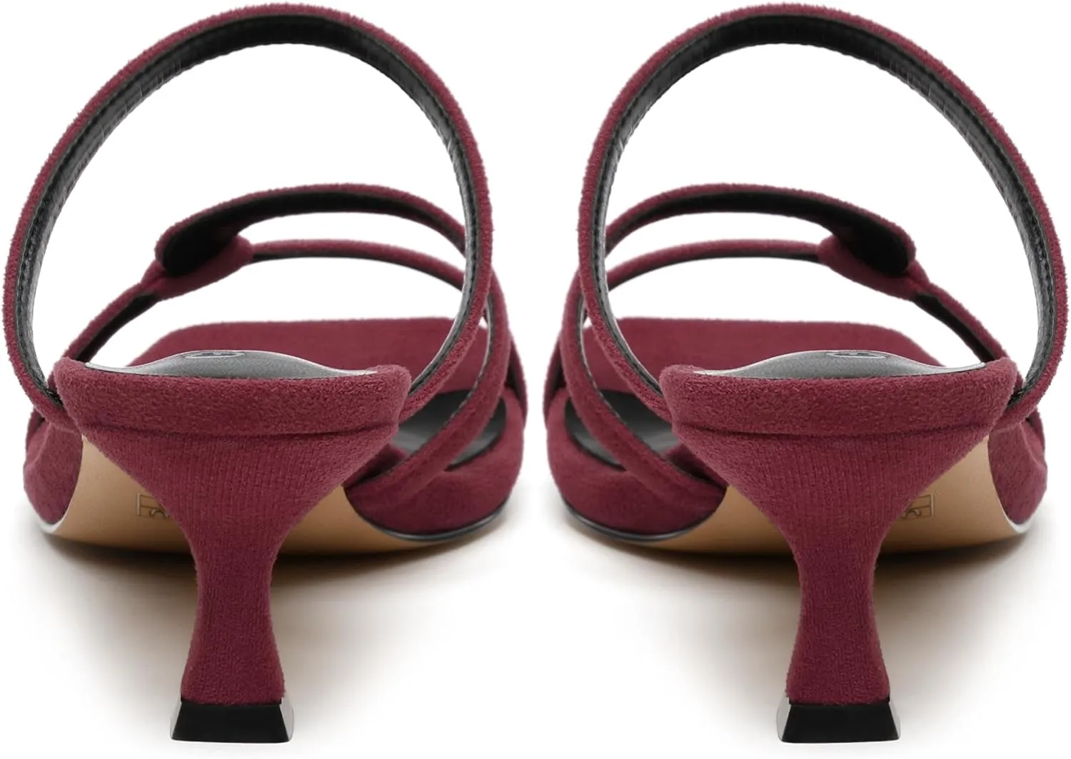 Womens Slide Sandals, Square Open Toe Low Heels Sandals, Fashion Solid Faux Suede Heeled Sandals for Women
