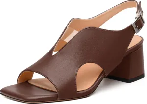 Womens Slingback Sandals, Peep Toe Mid Block heel Sandals for Women, Leather Insole Comfort Sandals 2"