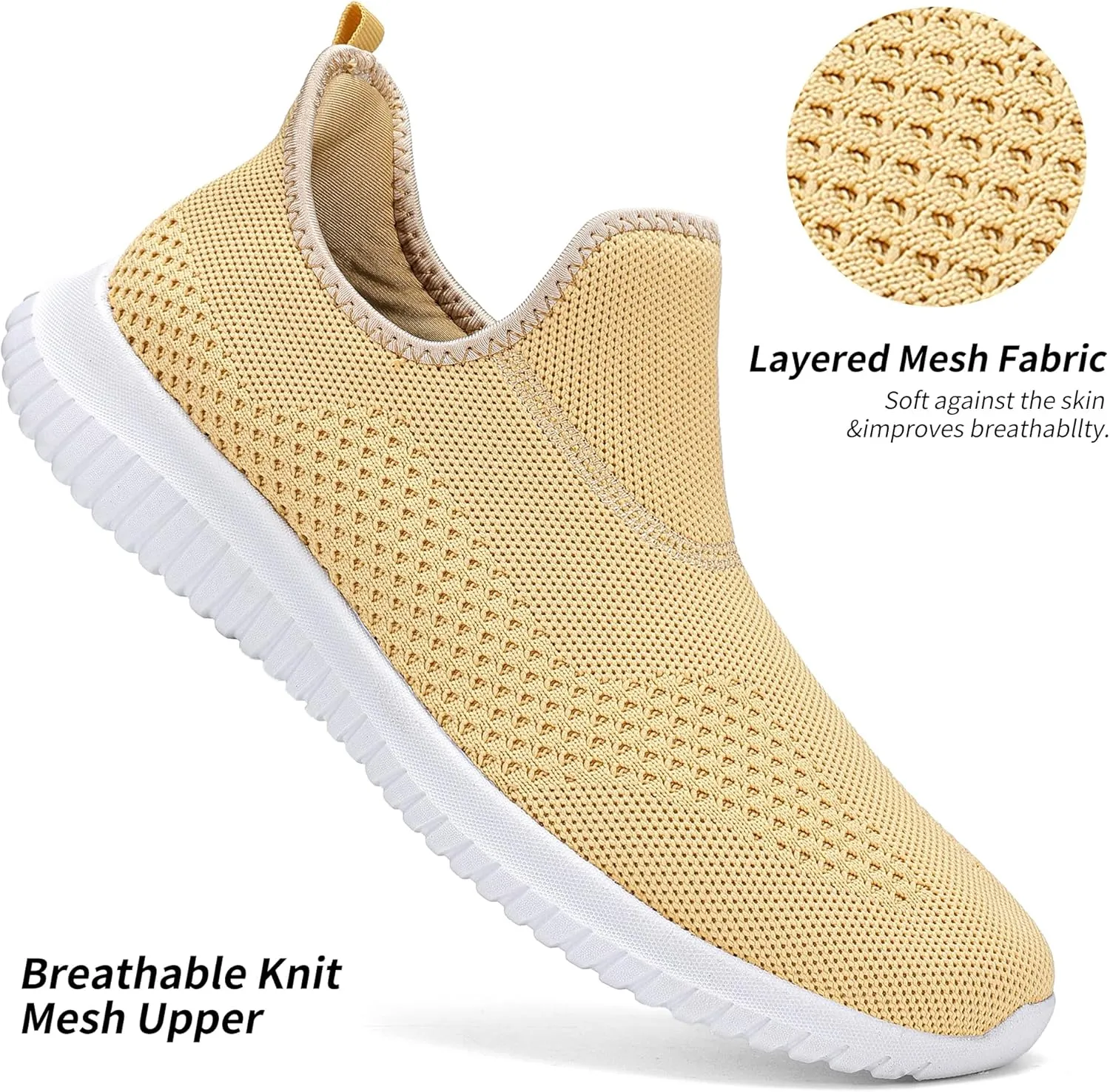 Women's Slip On Comfort Walking Shoes Ultra Lightweight Breathable Running Tennis Athletic Gym Workout Non Slip Athletic Fashion Sneakers