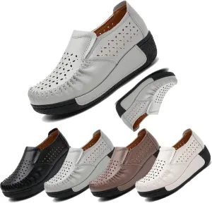 Women's Slip-On Loafers, Comfortable Lightweight Casual Shoes with Arch Support for Office, Work & Daily Wear – Non-Slip, Breathable Leather Flats