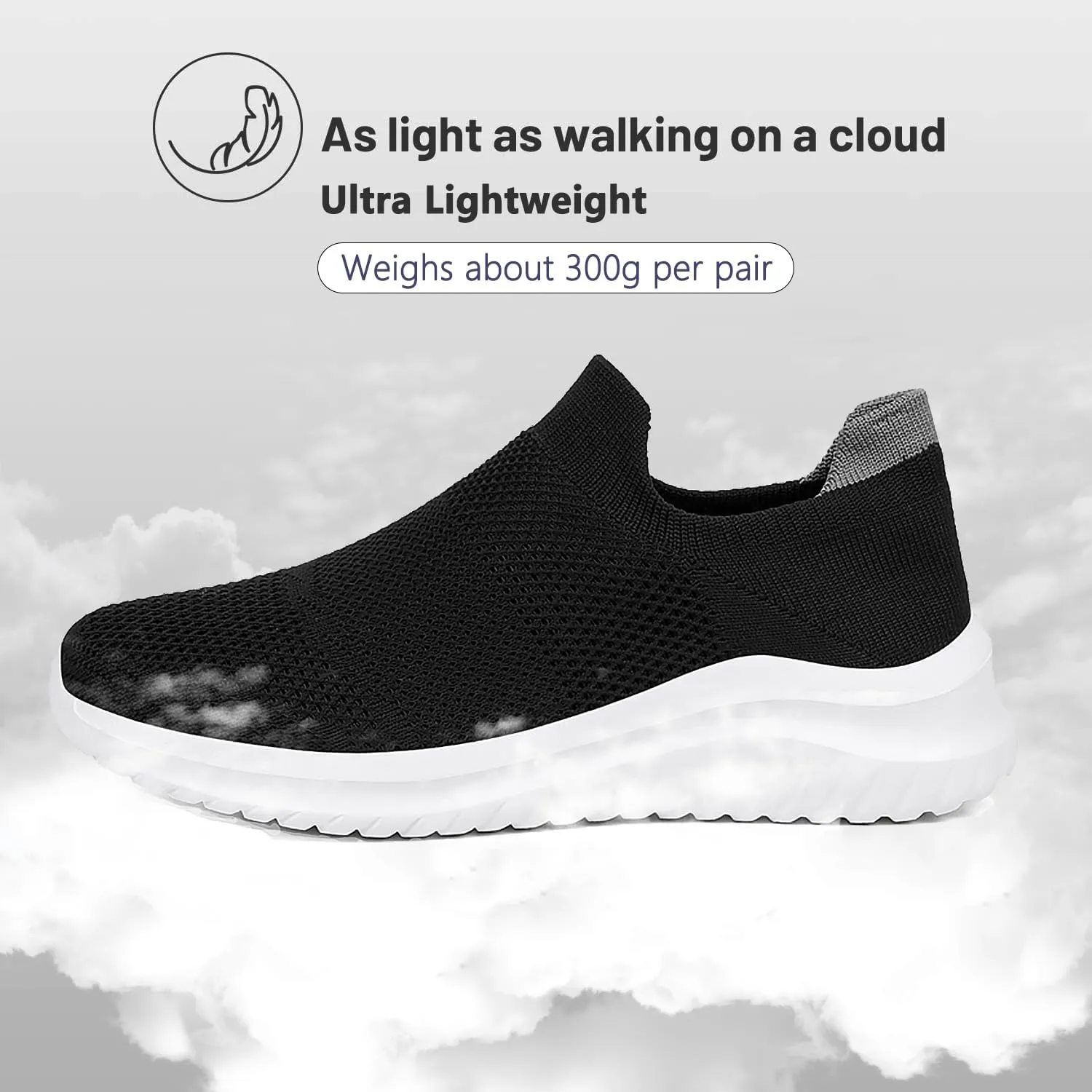 Women's Slip On Sneakers Women, Non Slip Work Shoes Comfortable Lightweight Breathable Casual Shoes for Walking Travel Work