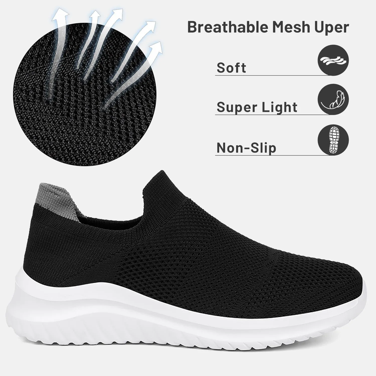 Women's Slip On Sneakers Women, Non Slip Work Shoes Comfortable Lightweight Breathable Casual Shoes for Walking Travel Work