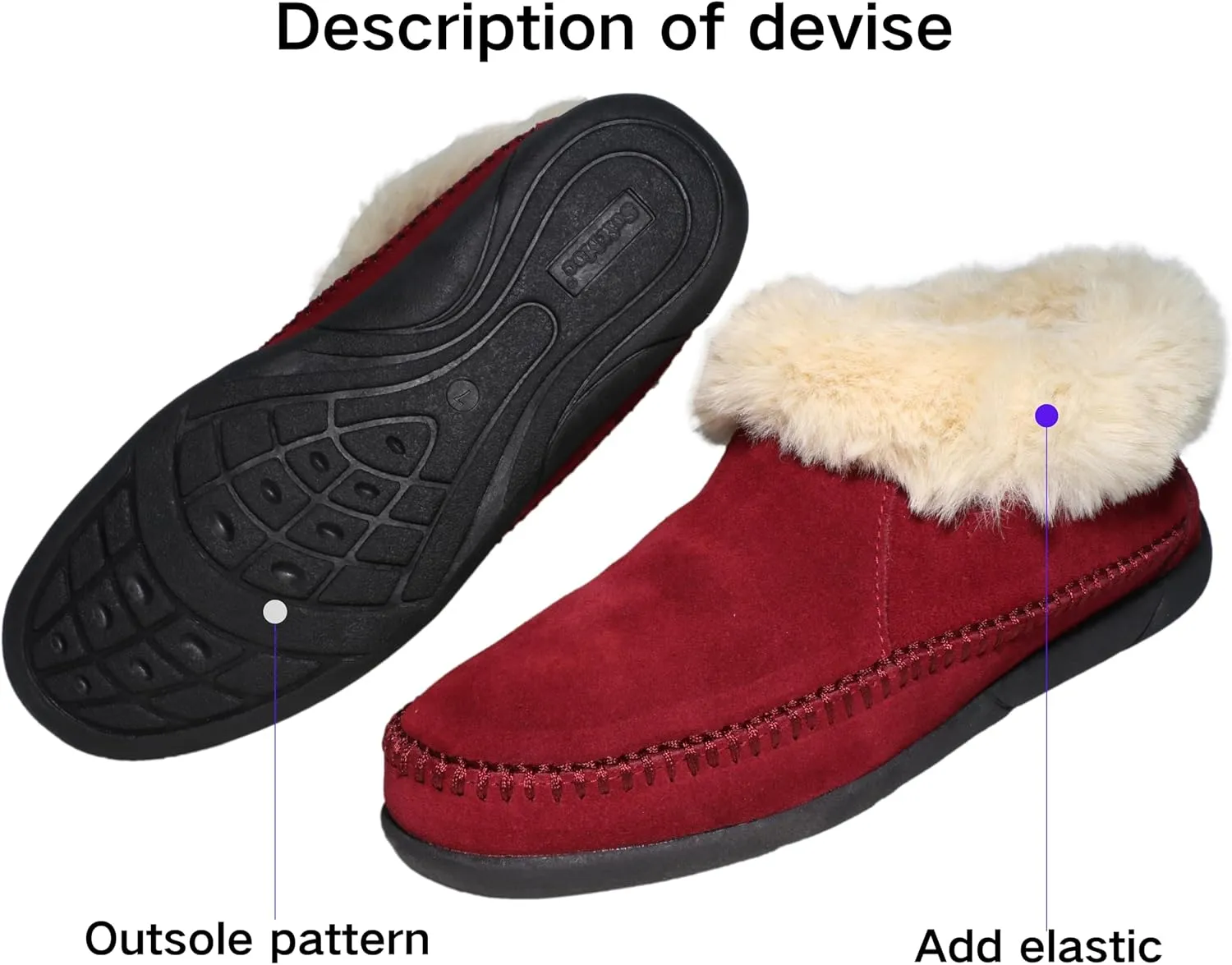 Women's Slippers Genuine Suede Memory Foam Winter House Fluffy Slippers with Faux Fur Collar and Sheepskin Insole Indoor and Outdoor Warm Shoes Rubber Sole