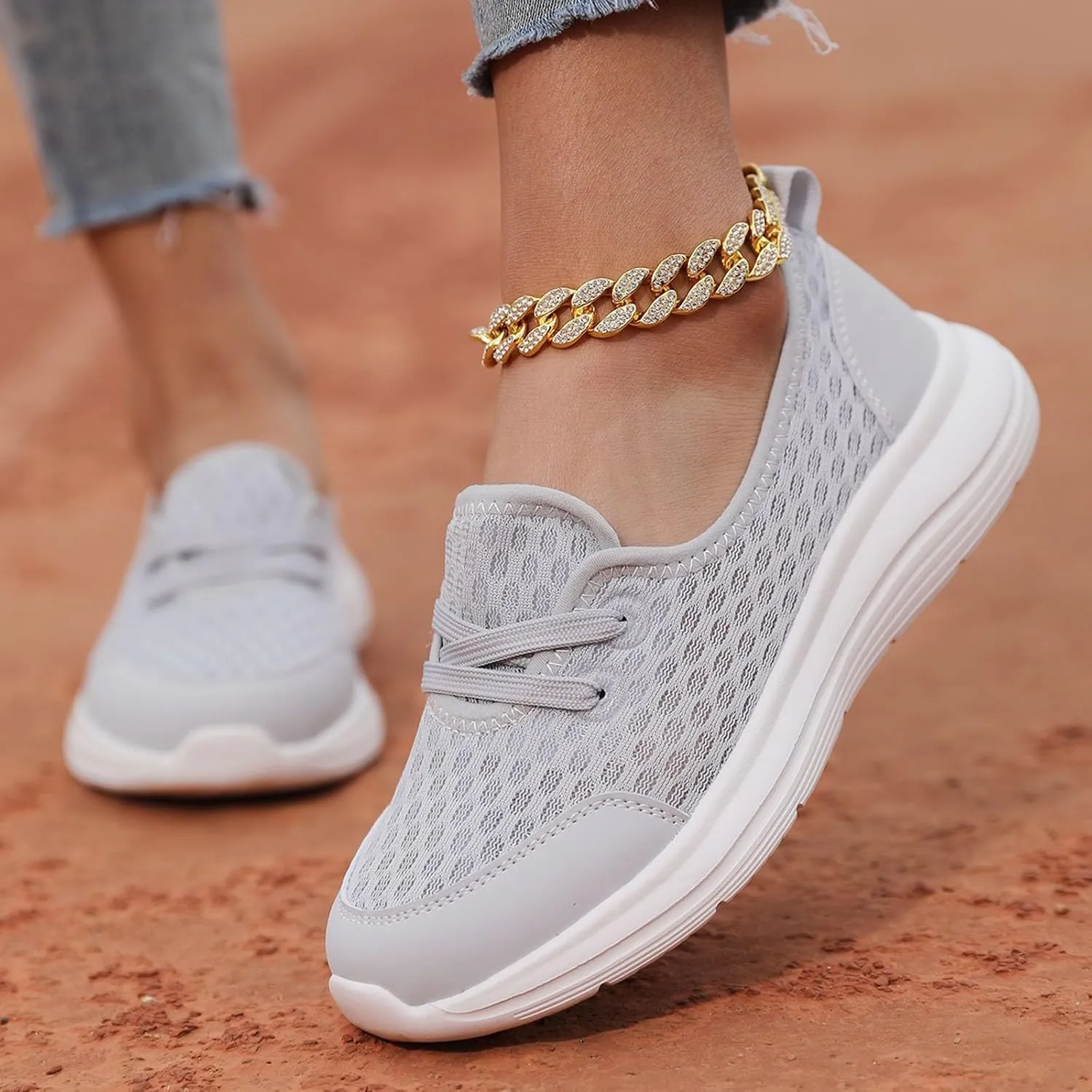 Women's Soft Sole Mesh Comfort Orthopedic Shoes, Women Slip On Walking Shoes with Arch Support Breathable Non Slip Orthopedic Sneakers for Plantar Fasciitis