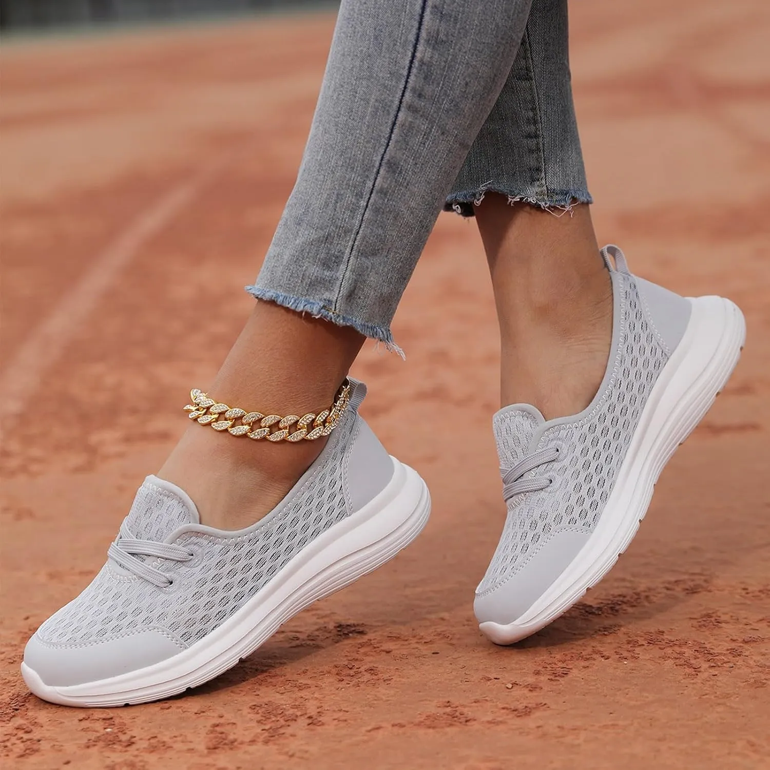 Women's Soft Sole Mesh Comfort Orthopedic Shoes, Women Slip On Walking Shoes with Arch Support Breathable Non Slip Orthopedic Sneakers for Plantar Fasciitis