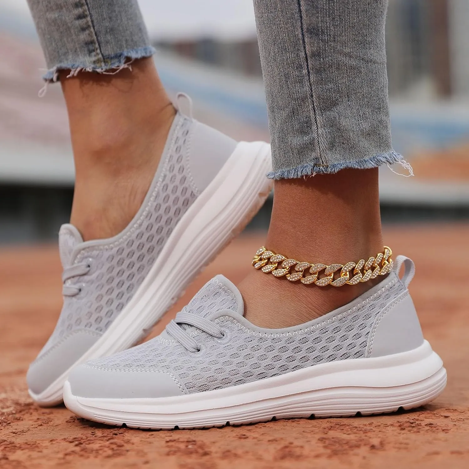 Women's Soft Sole Mesh Comfort Orthopedic Shoes, Women Slip On Walking Shoes with Arch Support Breathable Non Slip Orthopedic Sneakers for Plantar Fasciitis