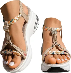 Womens Sport Sandals Cushioned Platform Espadrille Slingback Running Shoes Summer Outdoor Boho Casual Orthopedic Sandals