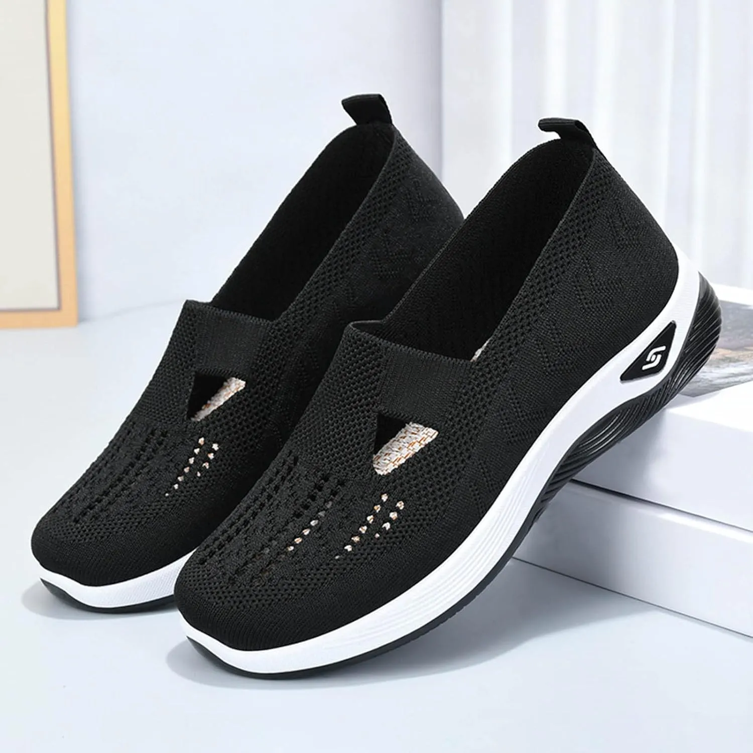 Women's Walking Shoes Orthotic Walking Sneakers Wide Width Non-Slip Sneakers Adjustable Breathable Platform Mesh Sandals