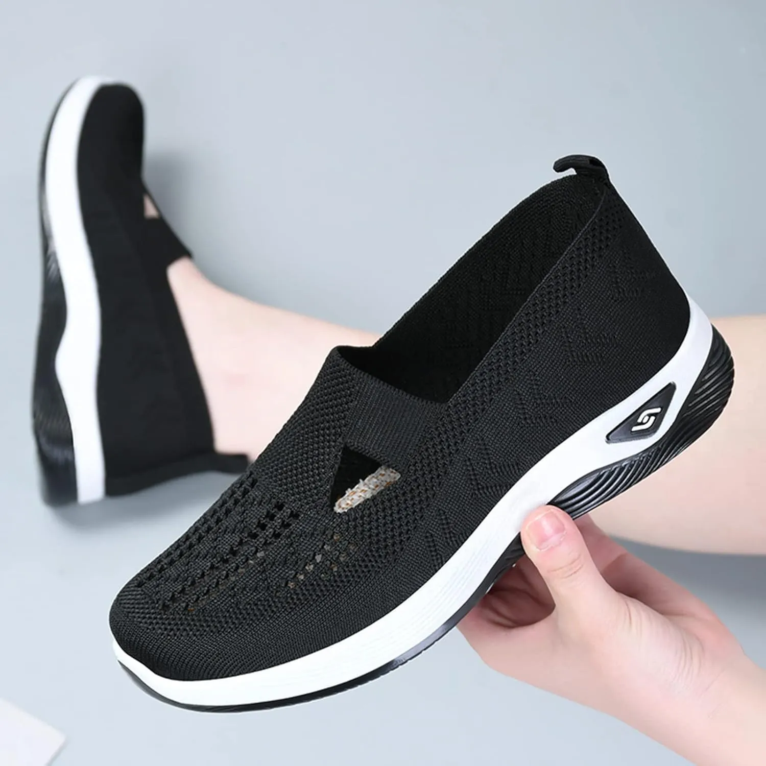 Women's Walking Shoes Orthotic Walking Sneakers Wide Width Non-Slip Sneakers Adjustable Breathable Platform Mesh Sandals