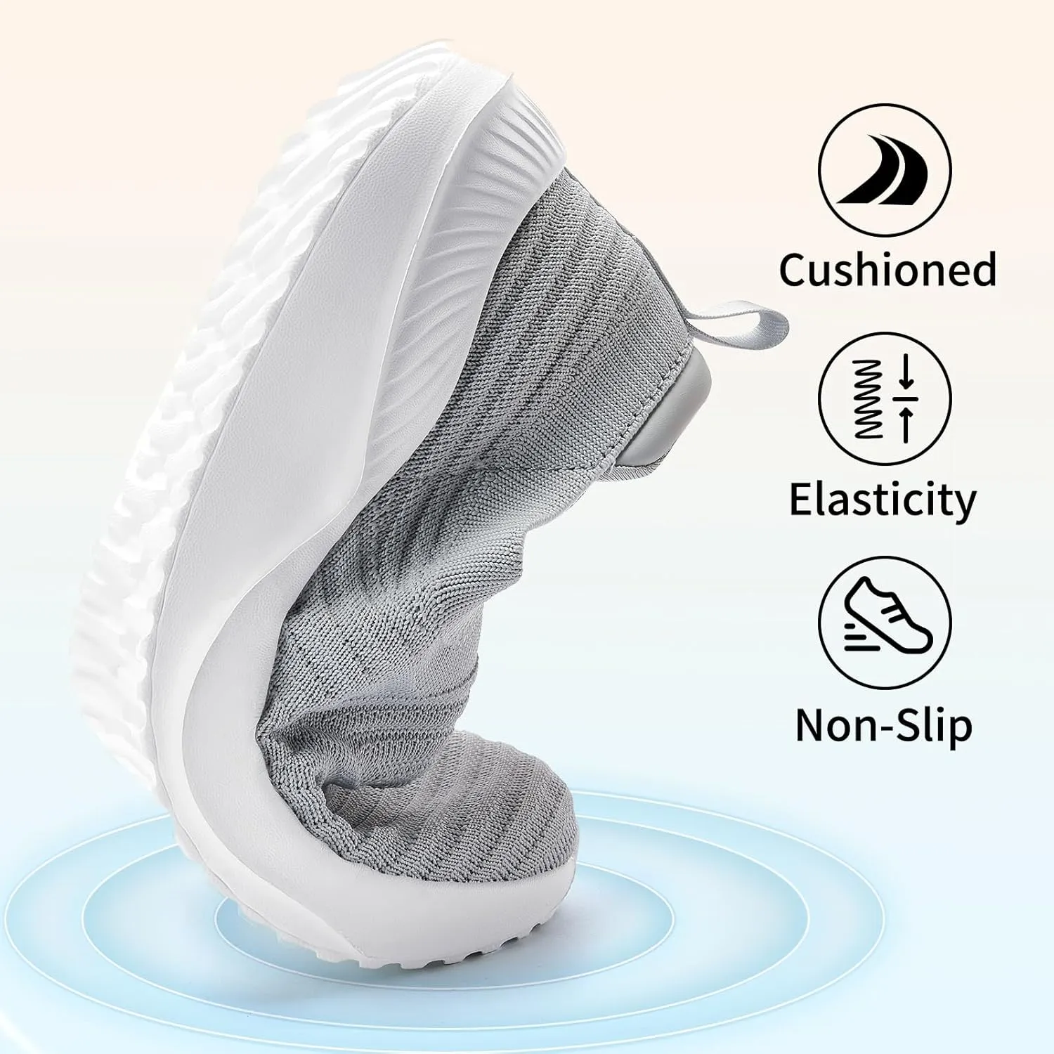Womens Walking Shoes Slip on Sneakers Comfortable Knitted Mesh Sneakers Lightweight Casual Work Shoes