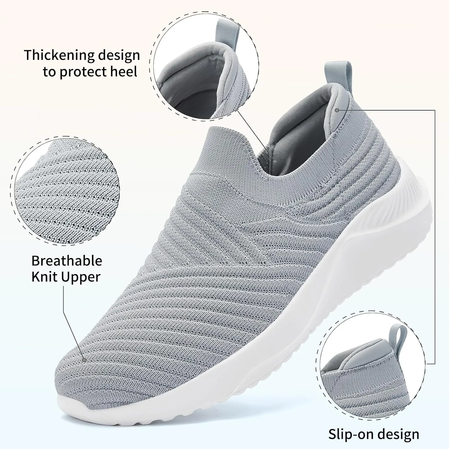 Womens Walking Shoes Slip on Sneakers Comfortable Knitted Mesh Sneakers Lightweight Casual Work Shoes