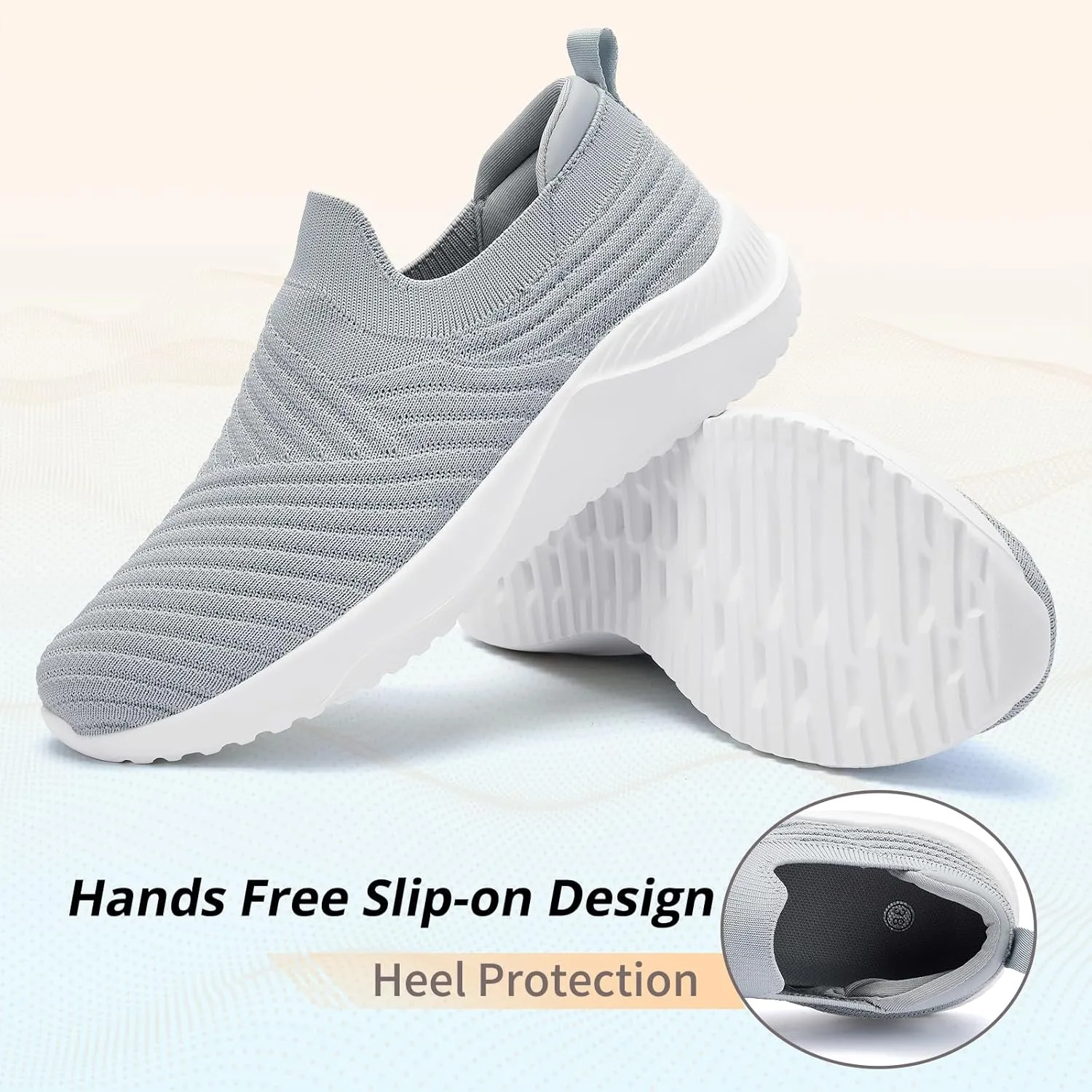 Womens Walking Shoes Slip on Sneakers Comfortable Knitted Mesh Sneakers Lightweight Casual Work Shoes