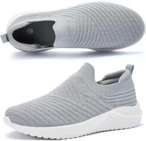 Womens Walking Shoes Slip on Sneakers Comfortable Knitted Mesh Sneakers Lightweight Casual Work Shoes